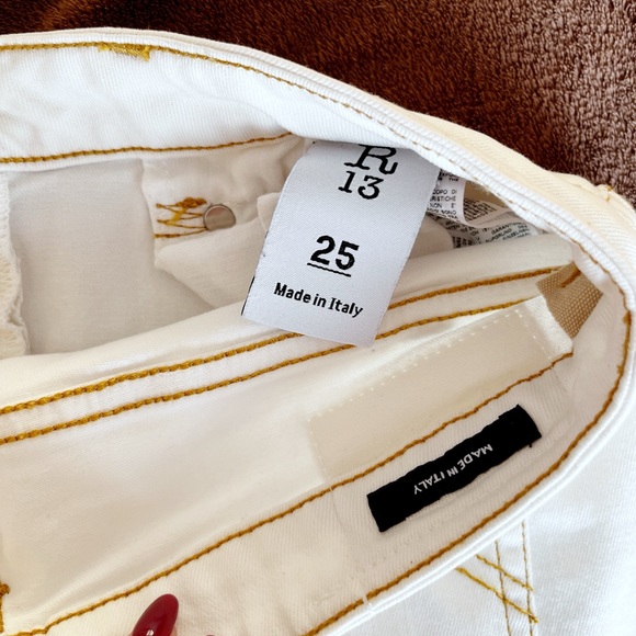 🔻 R13 Boy Straight Denim Garett White Distressed - size 25 - Picture 15 of 16